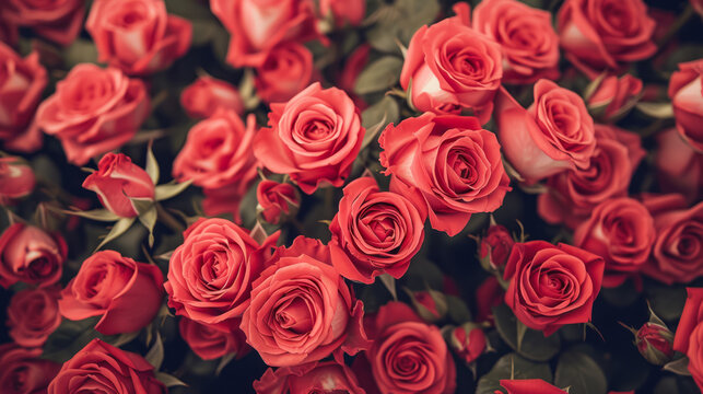 vivid scarlet rose cluster,wallpaer  for valentine's day 