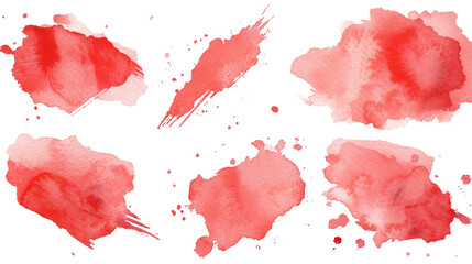 Red watercolor splashes and blobs on a white background.
