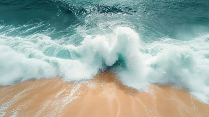 Fotobehang Wave of the sea on the sand beach. © Tjeerd