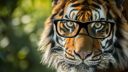 cute tiger., closeup with glasses