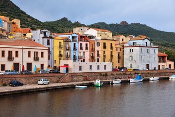 Fototapeta na wymiar Sardinia - Bosa town in rainy weather