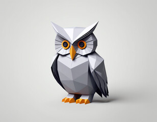 Fototapeta premium Image of paper origami art. Handmade paper owl. Bird. Wildlife animals. illustration, 3D geometric