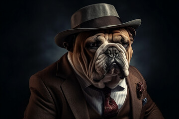 Designed with generative ai picture of funny animal wear elegant suit