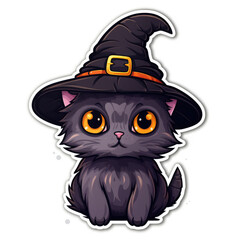 Fototapeta premium Halloween black cat sticker design