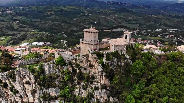 San marino gorgeous drone footage over mountains