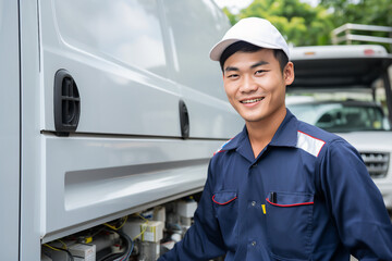 Ai generated portrait of a male engineer working in a factory