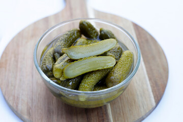 Tasty pickled cucumbers. Fermented vegetables