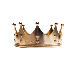 Golden crown isolated on transparent background. Generative AI