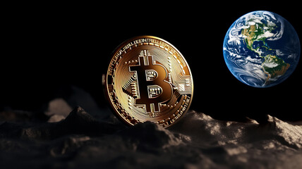 Bitcoin has finally reached the Moon - all time high price concept