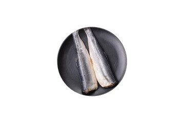 Pacific herring fillet marinated with salt, spices and herbs