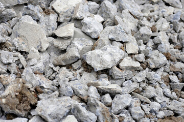 Piles of rubble after house demolition