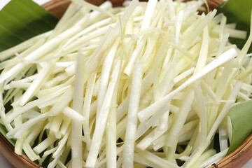 White garlic chives on white backgreound.