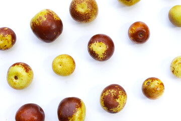 Fresh jujube fruit on white background