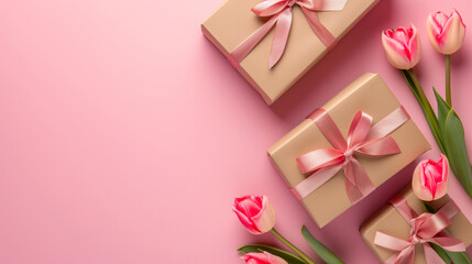 pink gift box with flowers