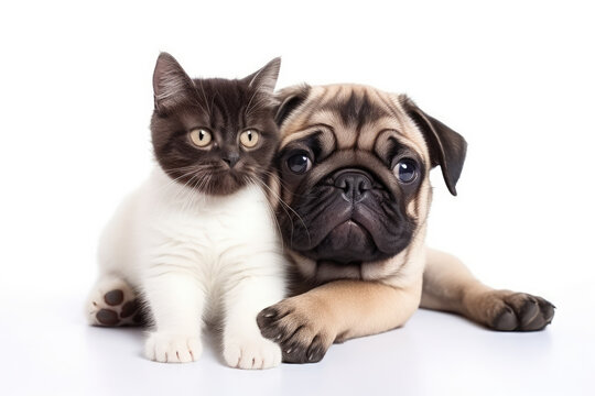 Hugging cat and dog Photo