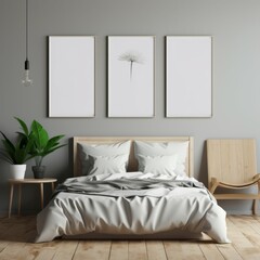 Bedroom With Bed and Two Paintings