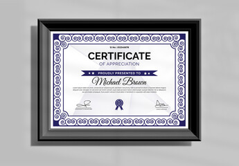 Certificate Layout With Blue Border