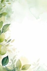 Fototapeta premium Green and White Background With Leaves