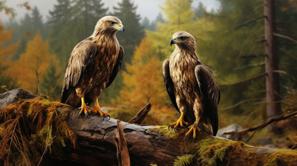 Fototapeta premium Two falcons on a branch