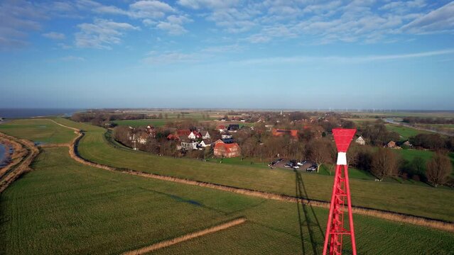 Weddewarden - Germany - Aerial view from the sea mark to the location