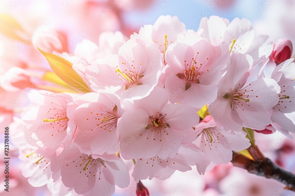 Poster A close-up view of a bunch of beautiful pink flowers. Perfect for adding a touch of elegance to any project or design