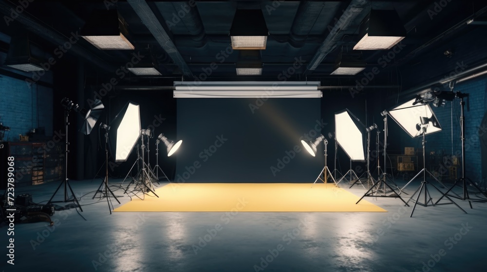 Poster a photo studio with professional lighting equipment. perfect for capturing high-quality images for v
