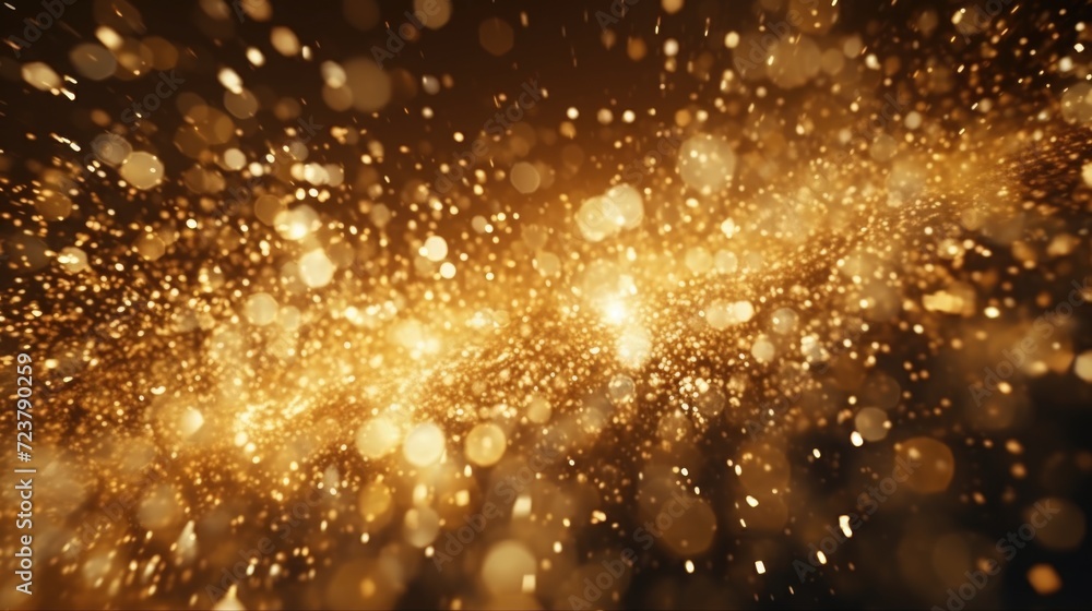 Poster A close-up view of a gold glitter background. Perfect for adding a touch of sparkle and glam to any project