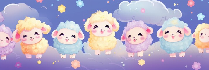 colorful background with cute sheep