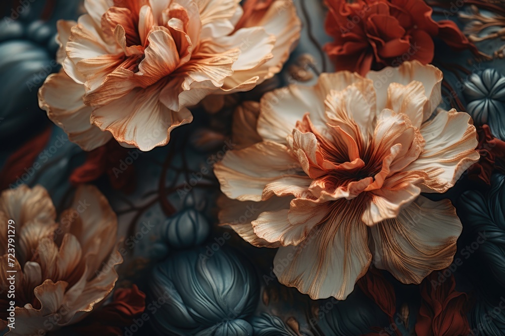 Poster A close-up view of a beautiful bunch of flowers. Perfect for adding a touch of nature to any project or design