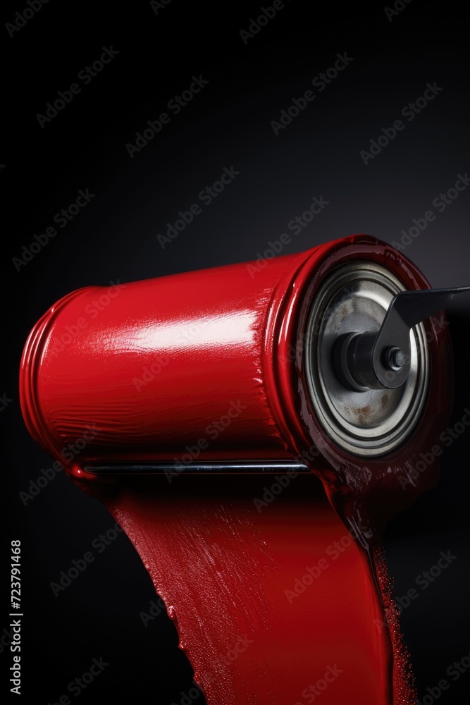 Poster A close up view of a can of soda on a black background. This image can be used for various purposes