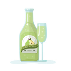 Pear cider bottle and glass set - 723792088