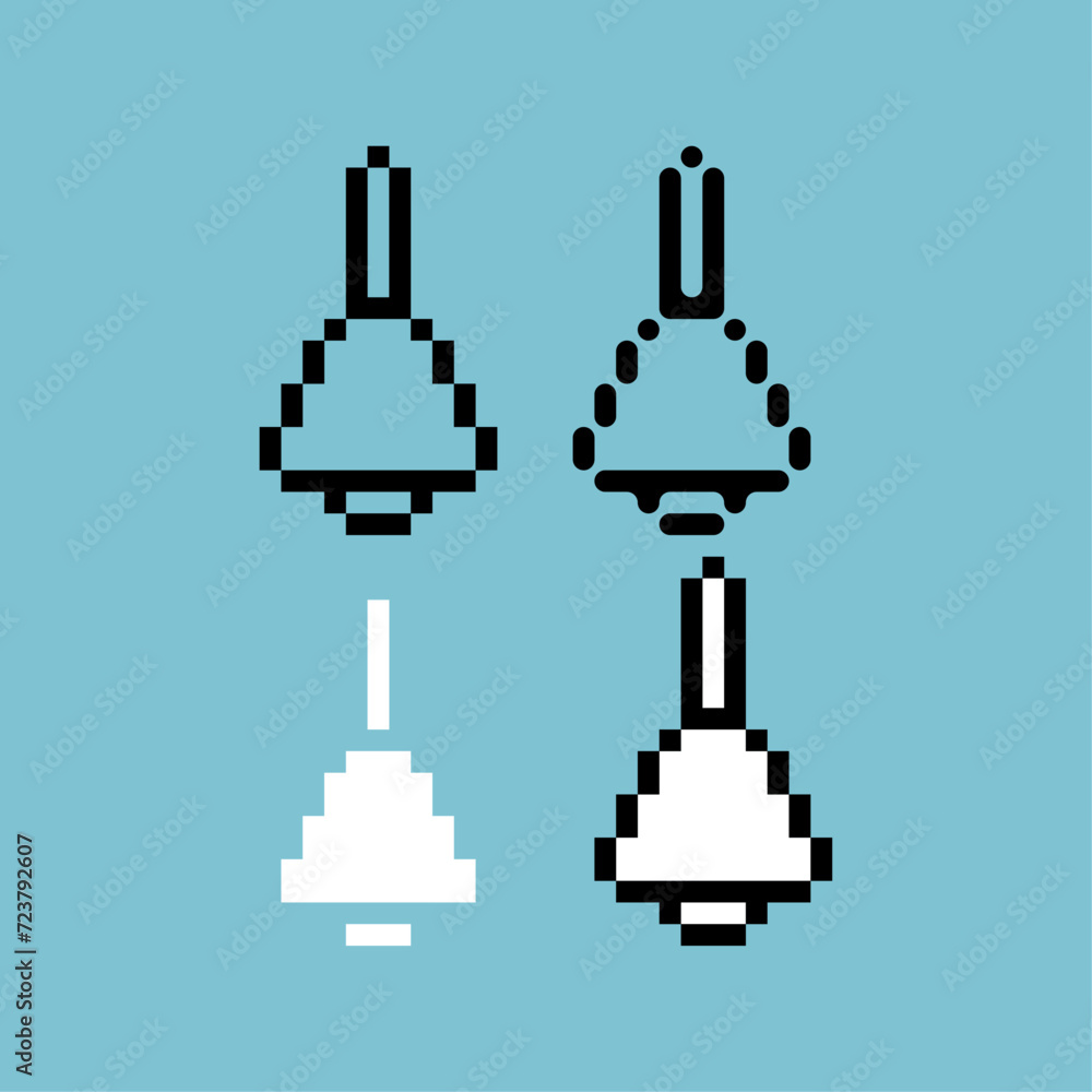 Poster pixel art outline sets icon of bell variation color. icon on pixelated style. barn bell 8bits perfec