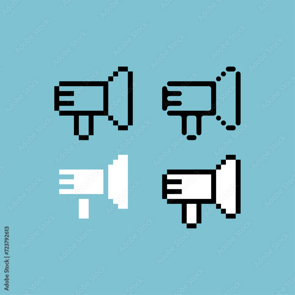 Poster pixel art outline sets icon of megaphone variation color.megaphone icon on pixelated style. 8bits pe