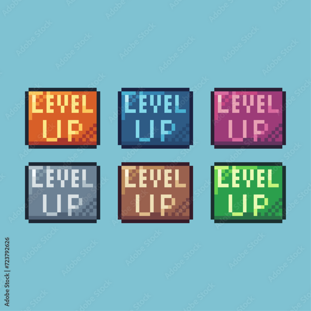 Fototapete pixel art sets icon of level up variation color.level up icon on pixelated style. 8bits perfect for 