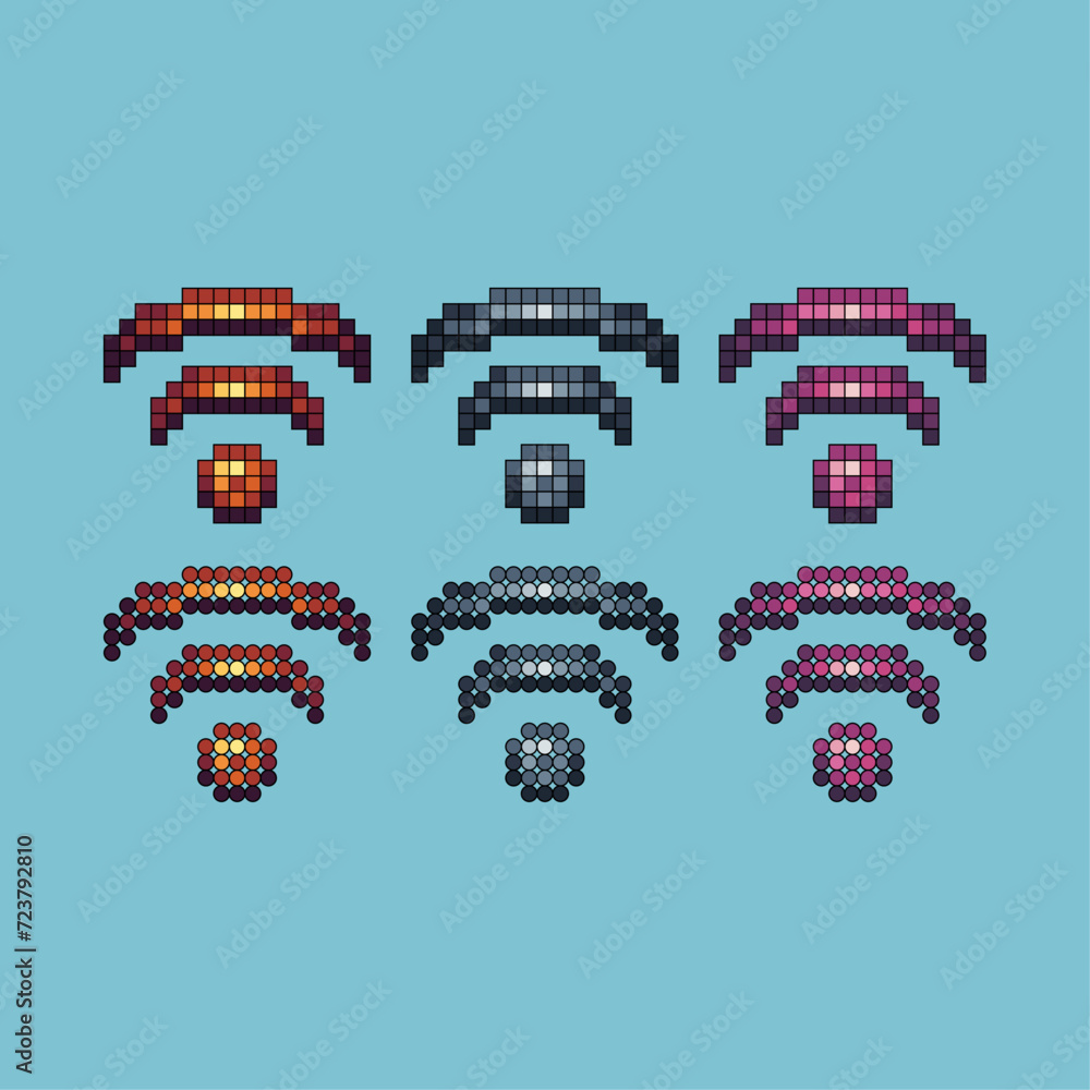 Fototapete pixel art stroke sets icon of wifi network variation color. network icon on pixelated style. 8bits p