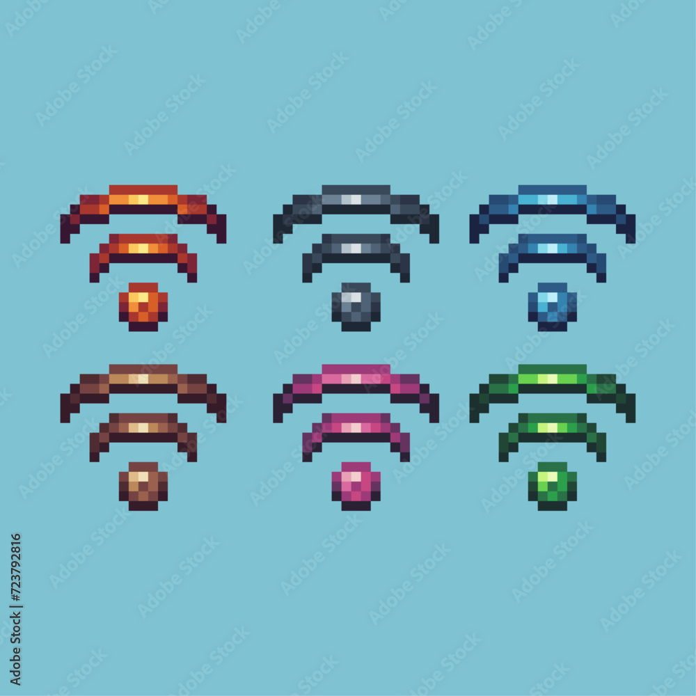 Fototapete pixel art sets icon of wifi network variation color. network icon on pixelated style. 8bits perfect 