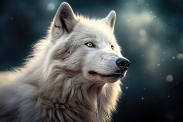 colorful portrait of a white wolf