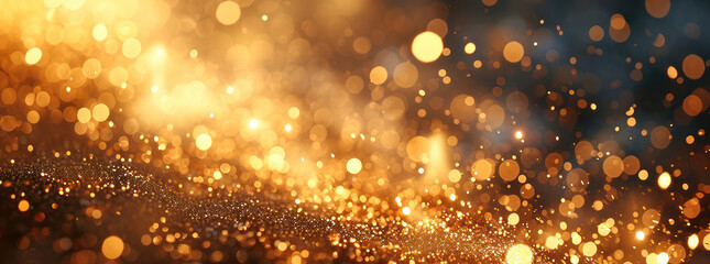 Fototapeta na wymiar Golden Sparkle: Glittering Magic in Blurred Bokeh