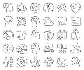 Mental health line icons collection. Thin outline icons pack. Vector illustration eps10