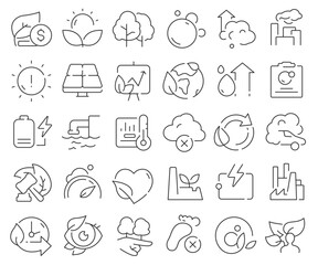 Net zero line icons collection. Thin outline icons pack. Vector illustration eps10