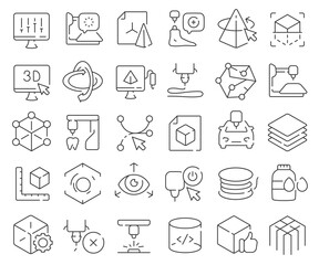 3d printing line icons collection. Thin outline icons pack. Vector illustration eps10