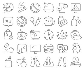 Bad habits line icons collection. Thin outline icons pack. Vector illustration eps10