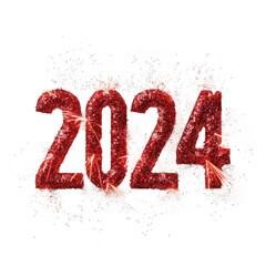 Red numbers 2024 for Chinese New Year Celebration. isolated on a transparent background as PNG