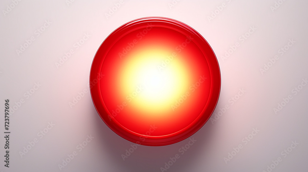 Poster red light fluorescent button isolated on the background of computer graphics website design