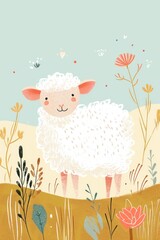 A charming sheep, embodying innocence and tranquility.