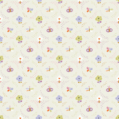 Сute pattern with flowers. Creative floral background. Great for fabric, textile.Vector Illustration