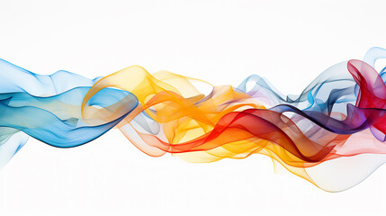 paint colorful smoke wavy object. wavy passing line of smoke on pure white background. colorful smoke colors. color lines