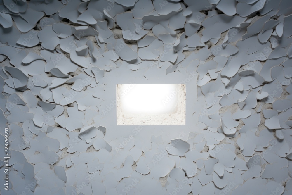 Poster a small window made of delicate paper flowers. perfect for adding a touch of elegance to any space
