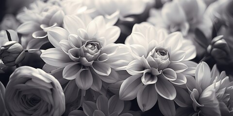 A monochrome image of a bunch of flowers. Suitable for various purposes