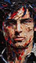 Man image abstract painting from pixels